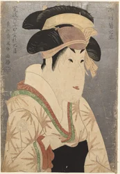 Herec Segawa Kikujurō III jako Oshizu, manželka Tanabe
